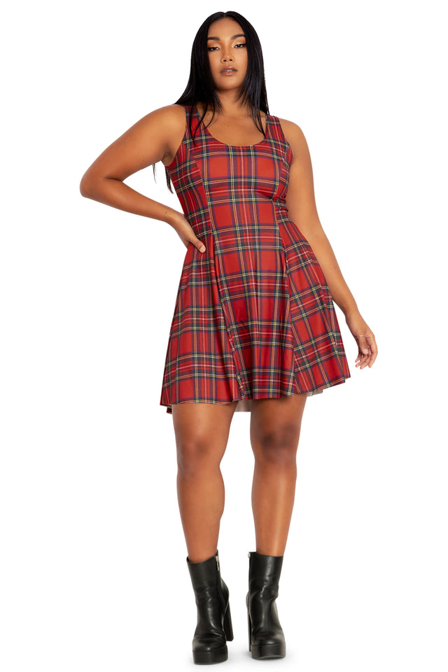 tartan red evil skater dress