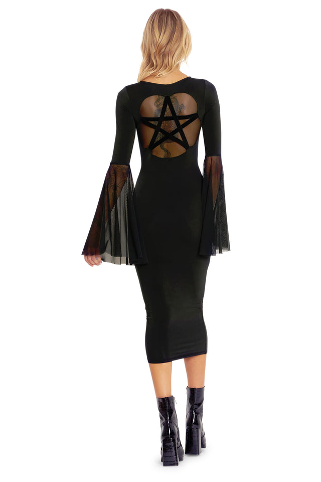 secret magic sheer sleeve dress