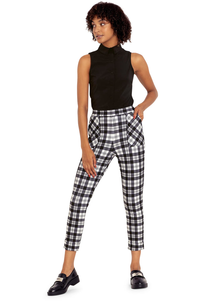 tartan magpie cuffed pants