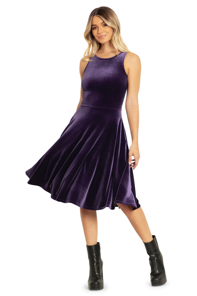 velvet violet princess midi dress