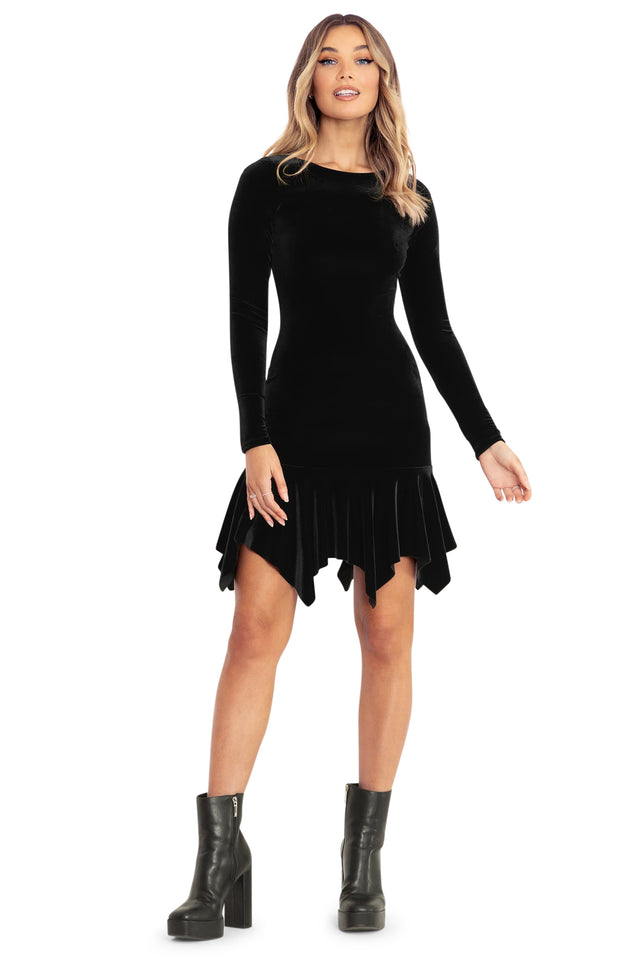 velvet black get a frill dress