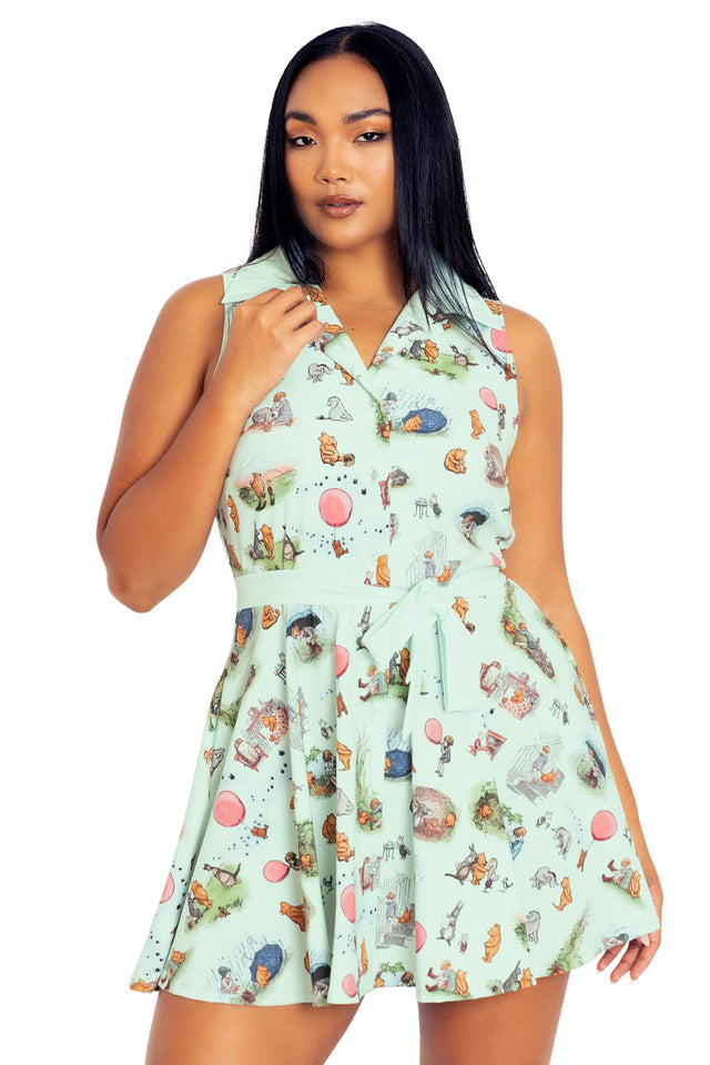 winnie the pooh business time skater dress