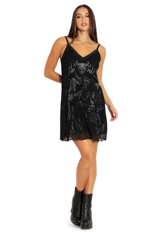 Grim Reaper Sheer Mini Slip Dress - Limited BlackMilk Clothing Grim Reaper Sheer Mini Slip Dress - Limited BlackMilk Clothing