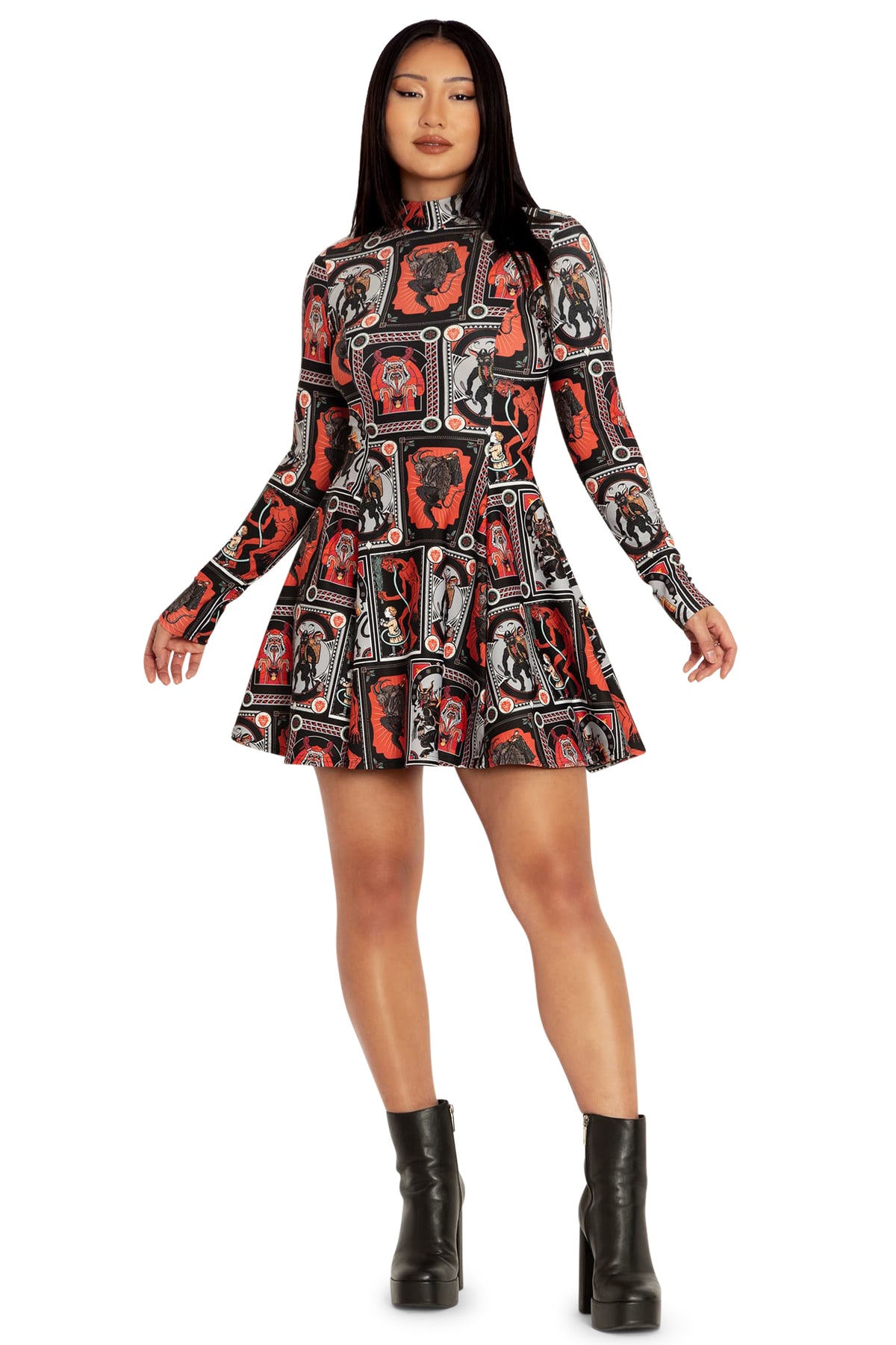 Krampus Posters Long Sleeve Evil Mini Skater Dress - Limited ...