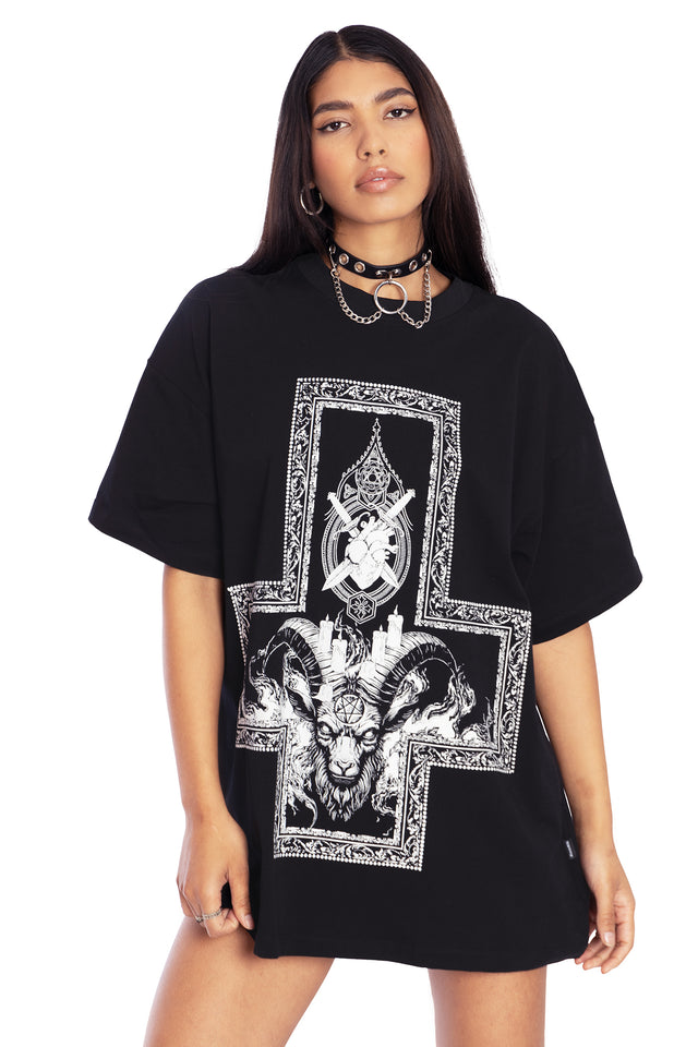 Baphomet Oversized Tee Front 