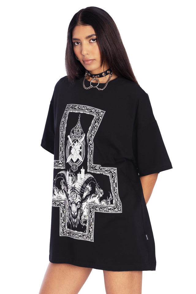 Baphomet Oversized Tee Side