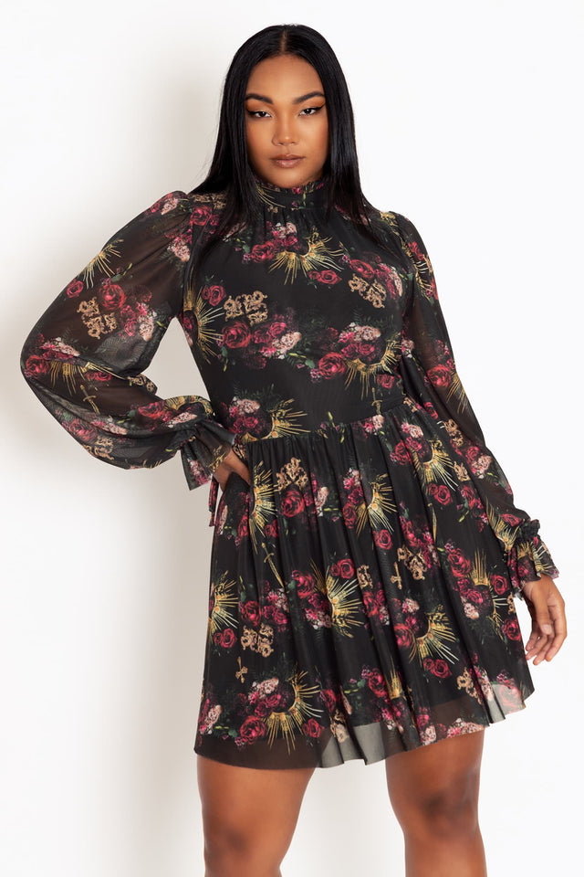 BlackMilk | Baroque Fantasy Sheer Grace Dress | Red | XXL BlackMilk | Baroque Fantasy Sheer Grace Dress | Red | XXL
