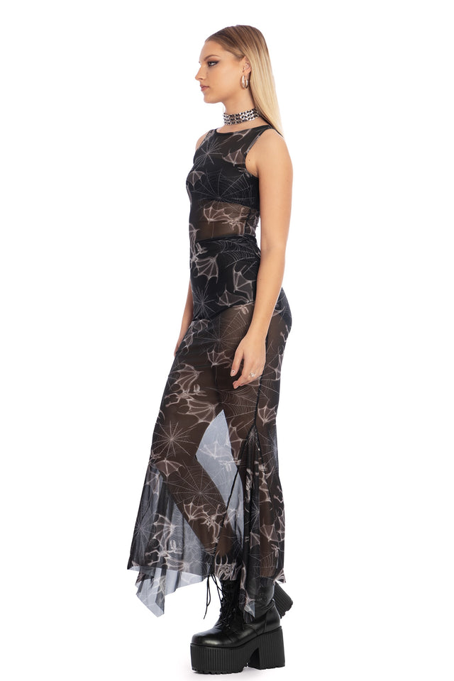 Bat Bones Godet Maxi Dress