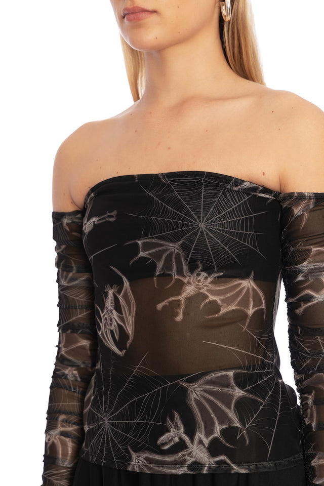 Bat Bones Sheer Off The Shoulder Top