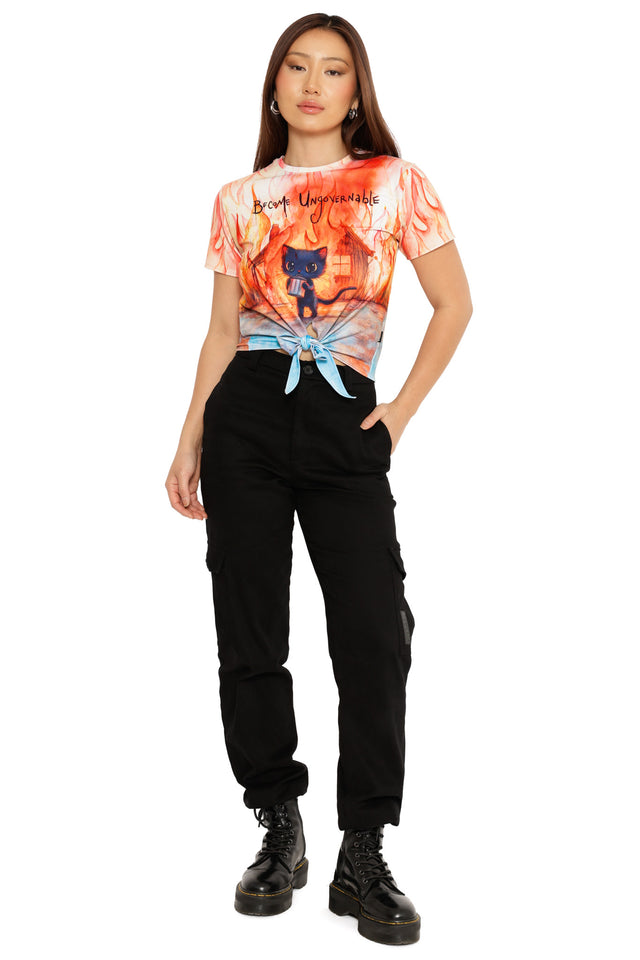 Become Ungovernable Tie Front Tee