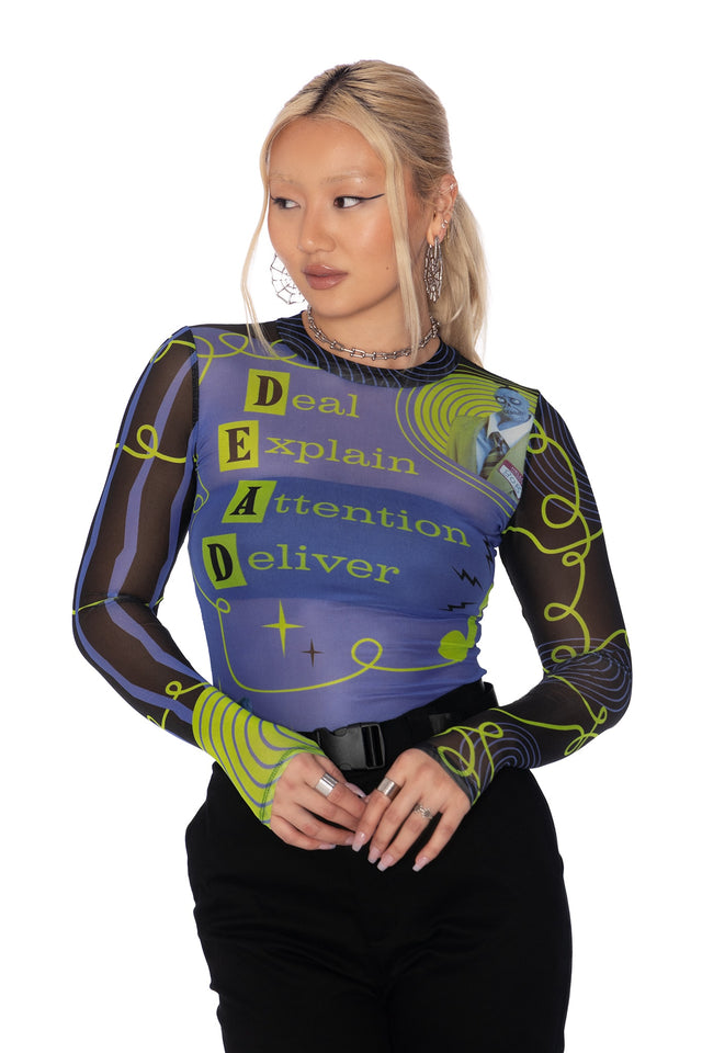 D.E.A.D. Sheer High Neck Long Sleeve Top