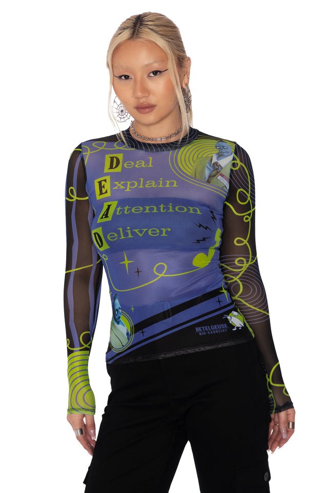 D.E.A.D. Sheer High Neck Long Sleeve Top