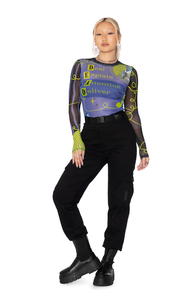 D.E.A.D. Sheer High Neck Long Sleeve Top