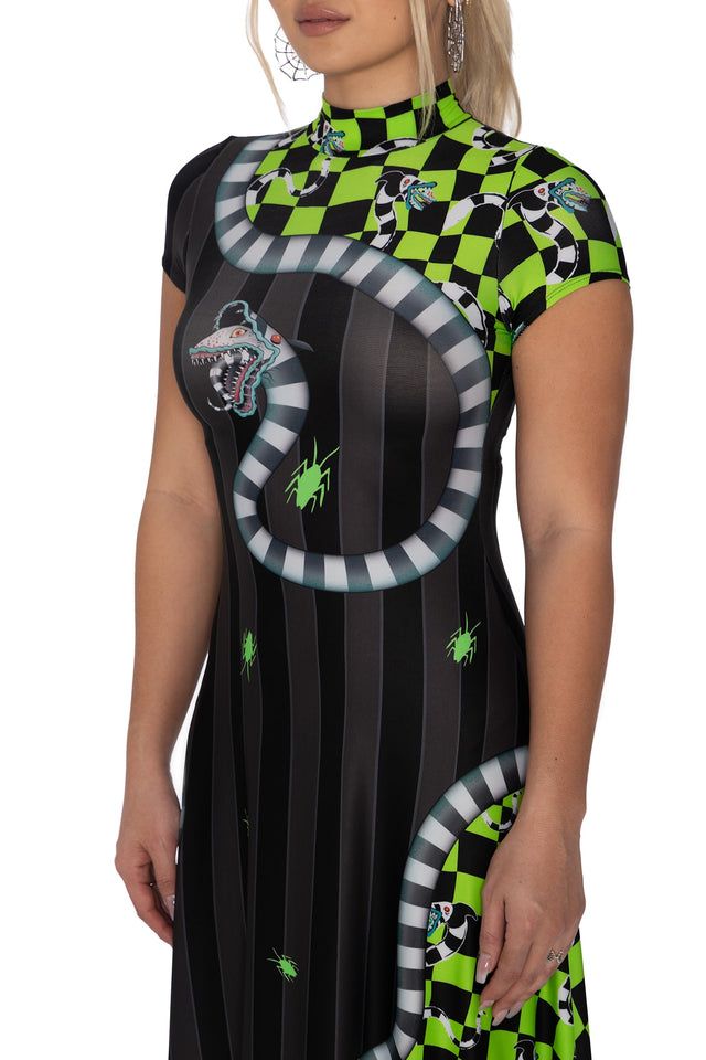 beetlejuice maxi dress Dolls Kill X Beetlejuice Beetlejuice Movie Delores Ghost Vegan Leather Tulle Corset Maxi Dress