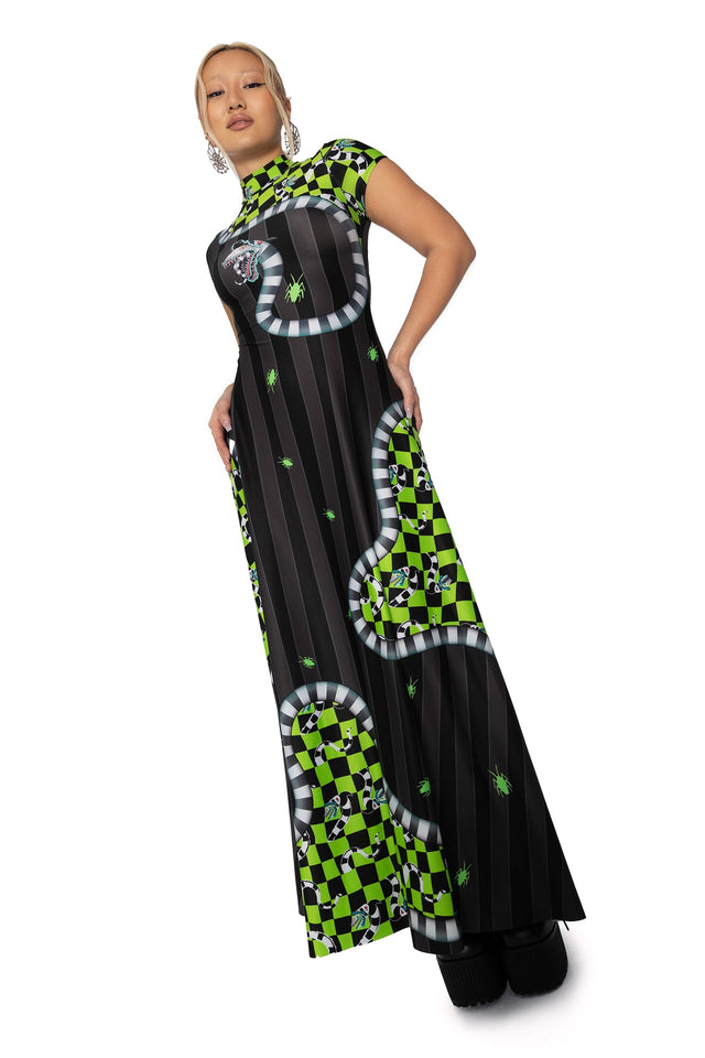 Say It Three Times High Neck Cap Sleeve Maxi Dress