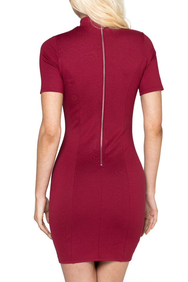 Berry Push It Ponte High Neck Assassin Dress