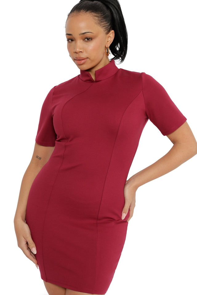 Berry Push It Ponte High Neck Assassin Dress
