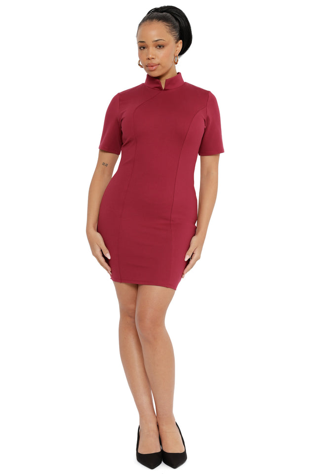 Berry Push It Ponte High Neck Assassin Dress