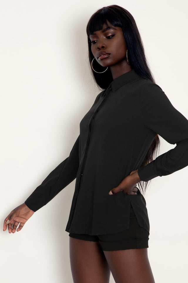 Black Button Me Up Shirt
