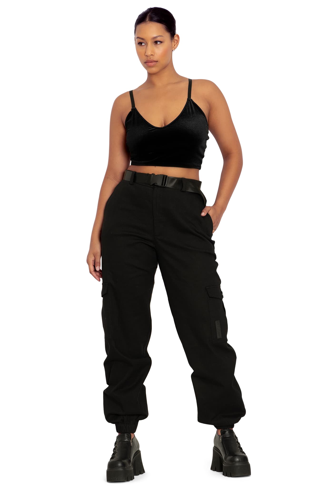 Black Cargo Pants in Cotton Blend main image 0