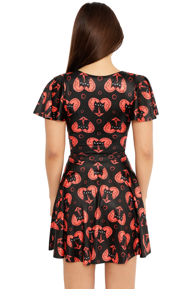 black cat skater dress Vintage Black Cat Halloween Skater Dress S