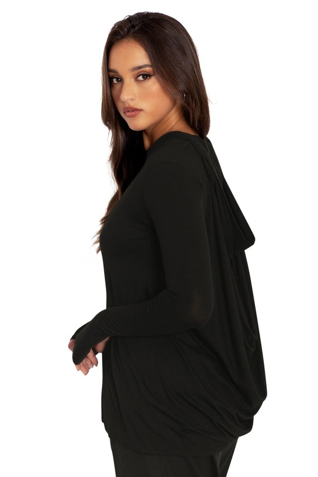 BlackMilk Clothing - Black Cowl Back Top