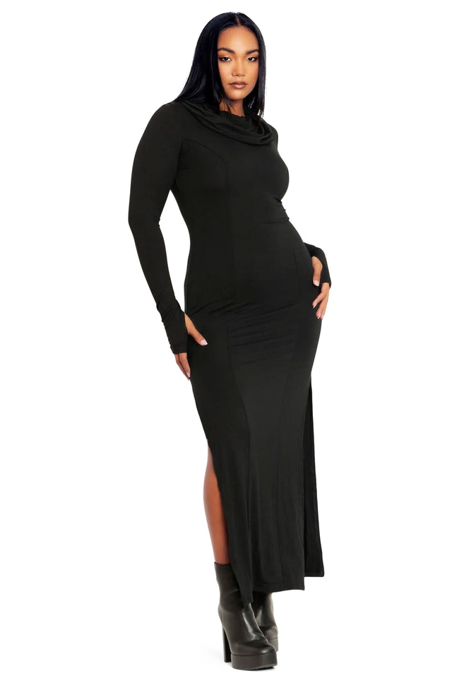 Black Cult Leader Maxi Dress Front