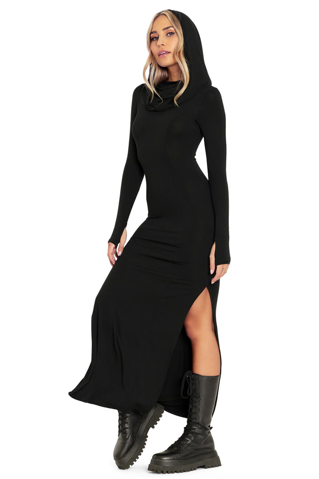 Black Cult Leader Maxi Dress Side