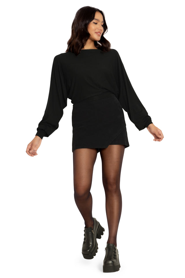 BlackMilk Clothing - Black Dance Teacher Batwing Sleeve Top