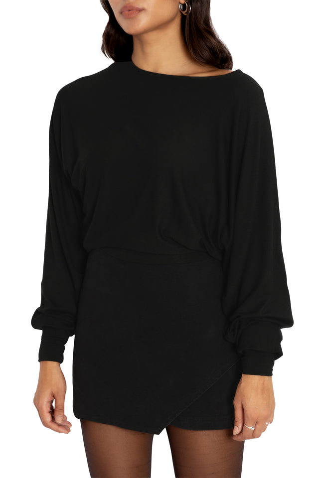 BlackMilk Clothing - Black Dance Teacher Batwing Sleeve Top