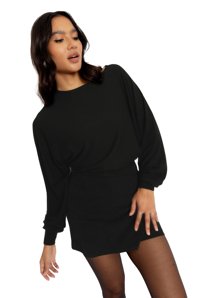 BlackMilk Clothing - Black Dance Teacher Batwing Sleeve Top