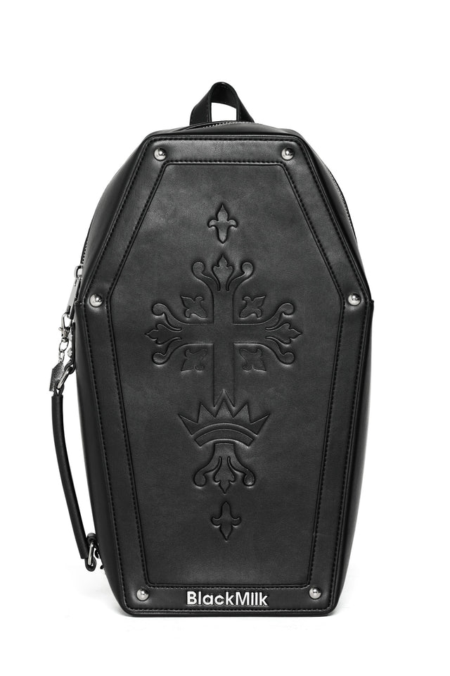 Black Embossed Coffin Backpack