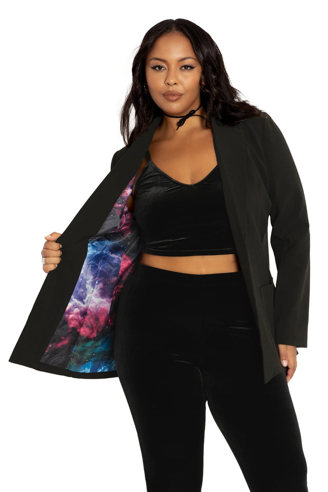 Black Galaxy Butterfly Blazer closeup 