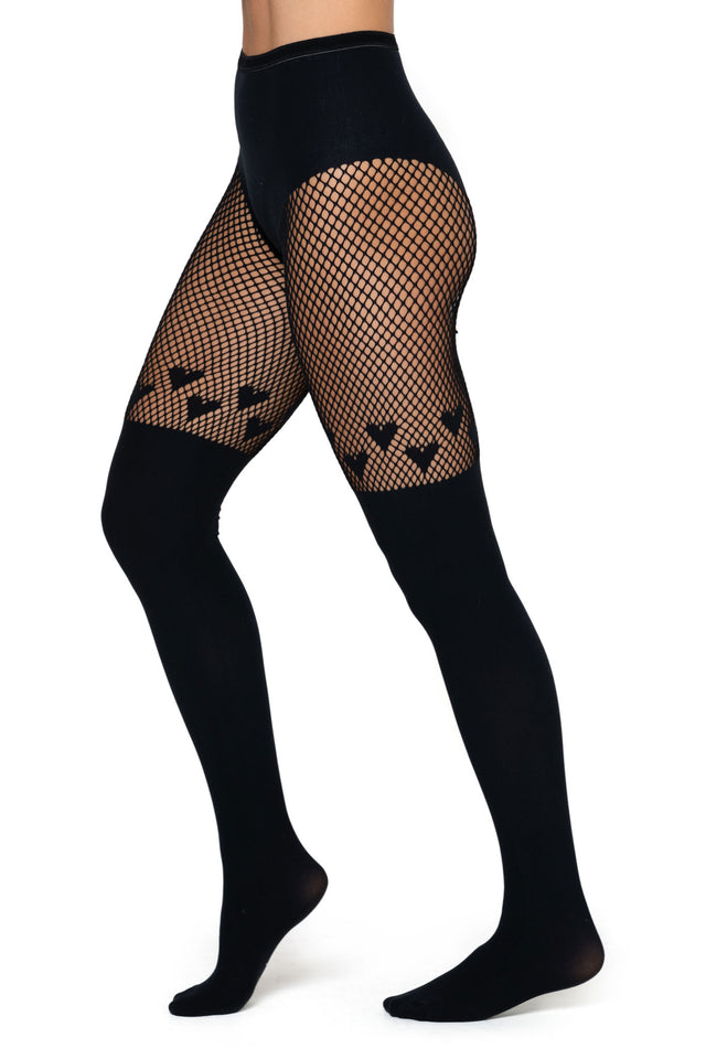 Black Hearts Suspender Hosiery
