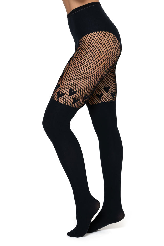 Black Hearts Suspender Hosiery