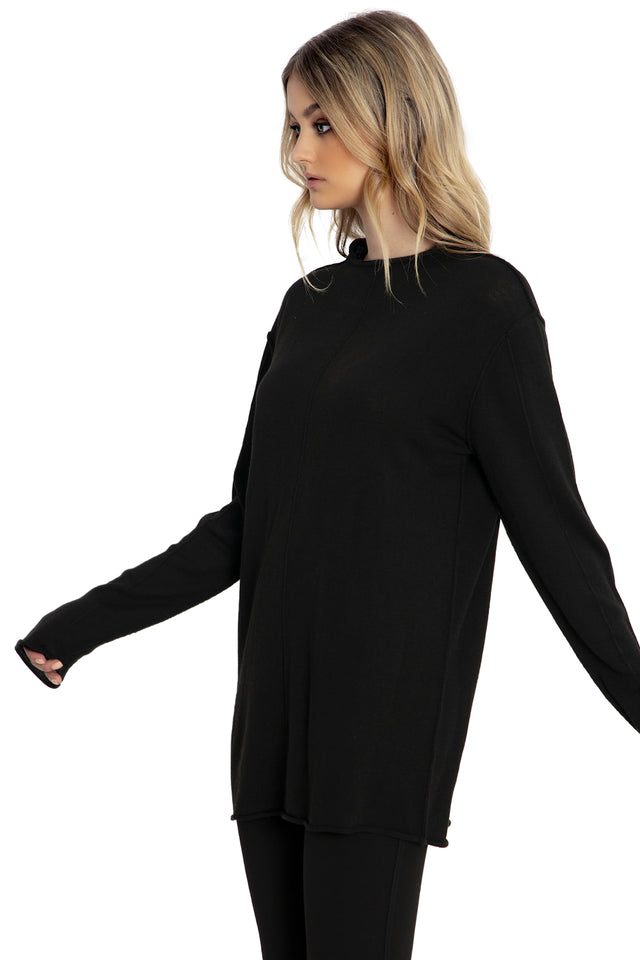 BlackMilk Clothing - Black Knit Oversized Grunge Sweater