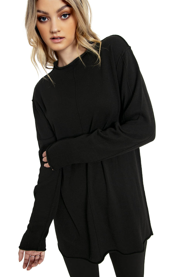 Black Knit Oversized Grunge Sweater wide