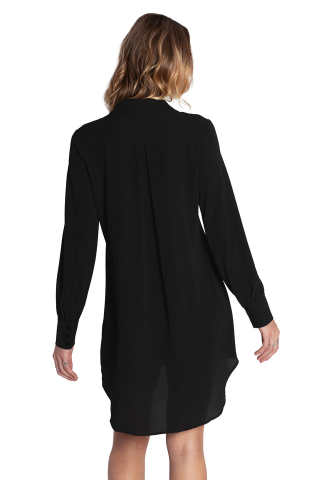 Black Long Sleeve Oversized Shirt Dress Black Long Sleeve Oversized Shirt Dress