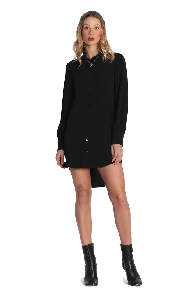 Black Long Sleeve Oversized Shirt Dress