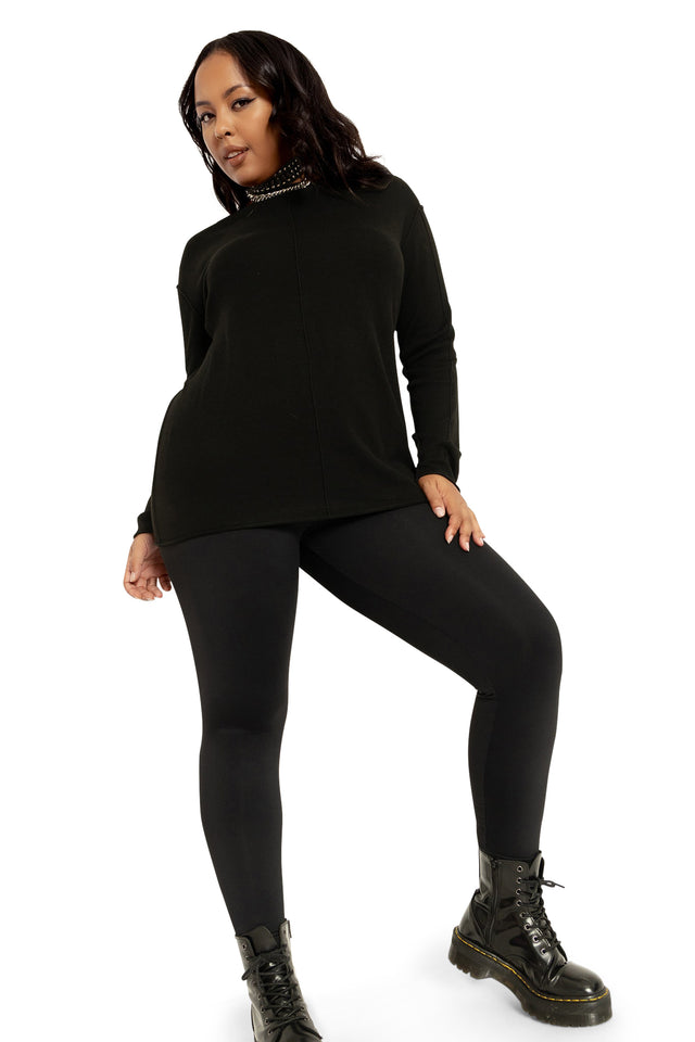 Black Matte High Waisted Leggings wide