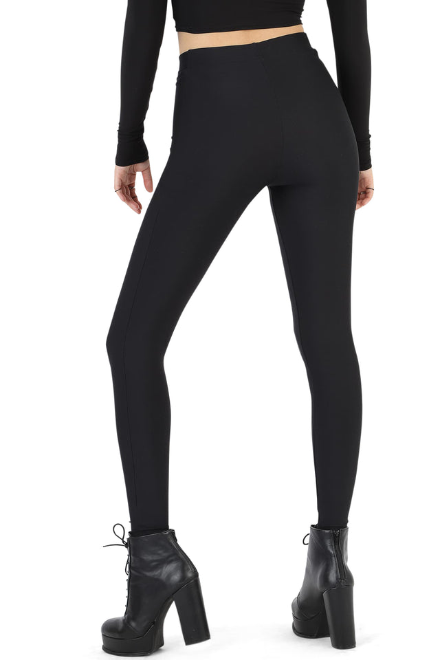 Black Matte High Waisted Pocket Leggings back 