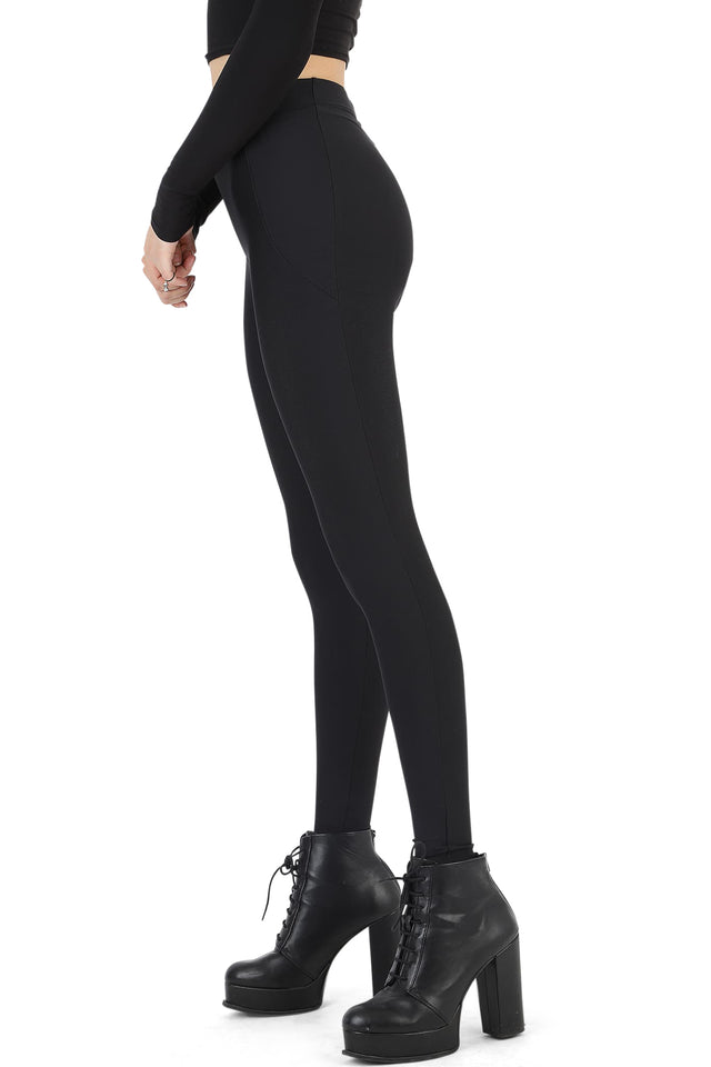 Black Matte High Waisted Pocket Leggings side 