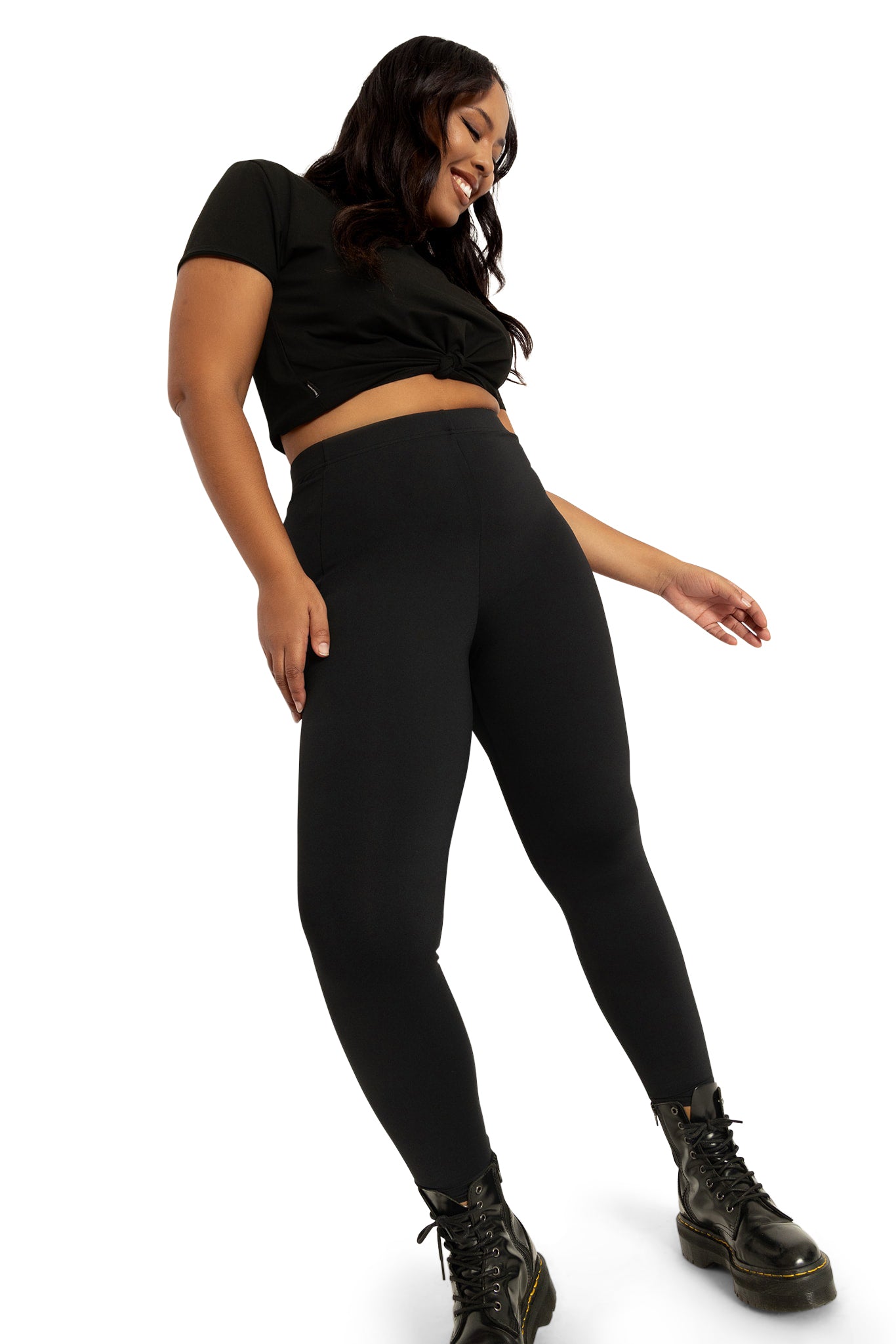 Matte Black High Waisted Pocket Leggings BlackMilk Clothing