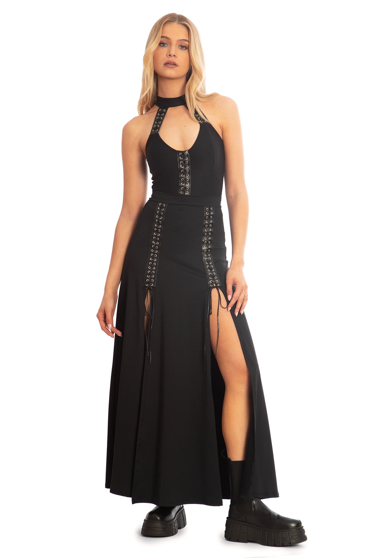 Matte Black Laced Split Skirt - Limited – BlackMilk Clothing