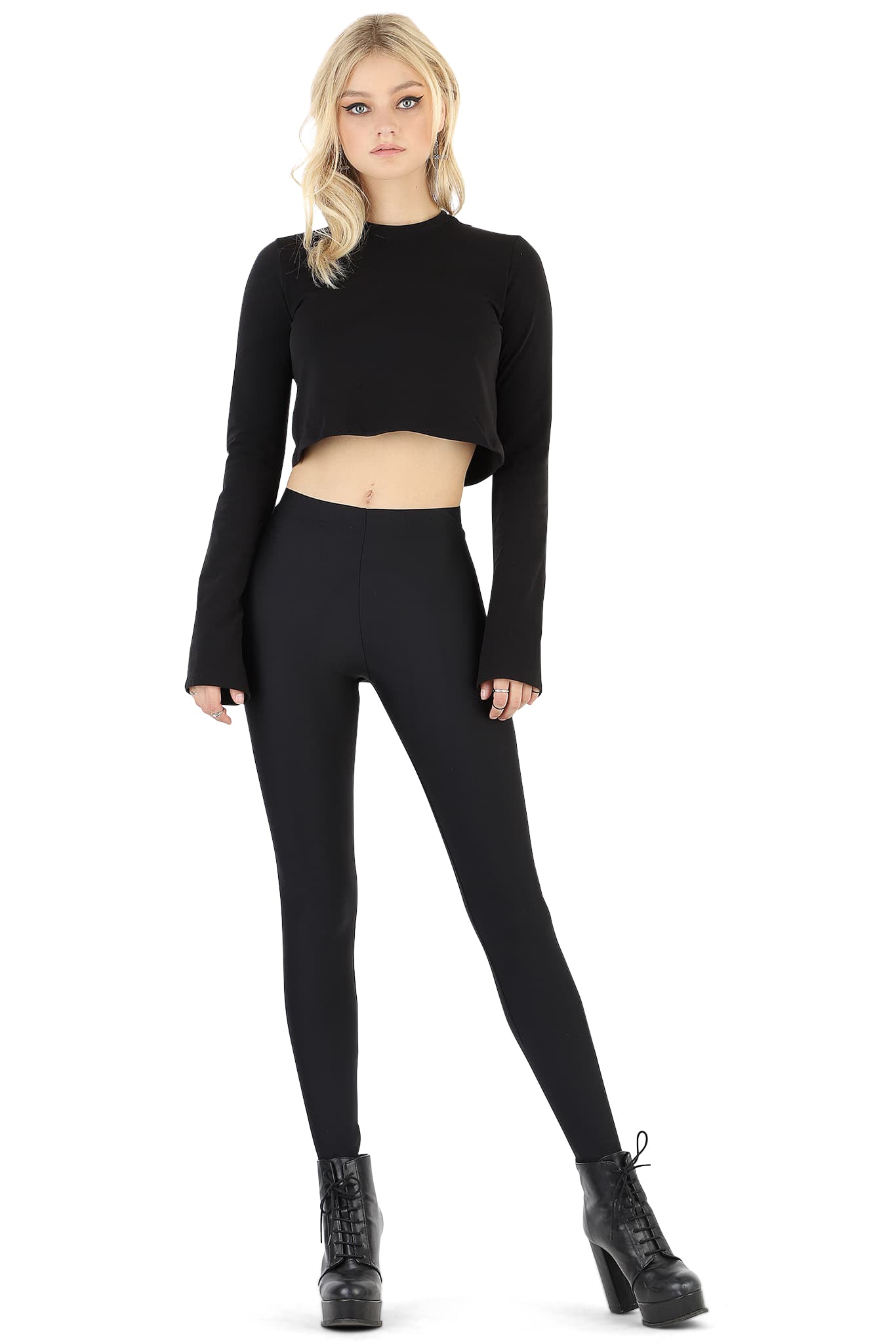 black womens dress coat BlackMilk | Matte Black Leggings | Black