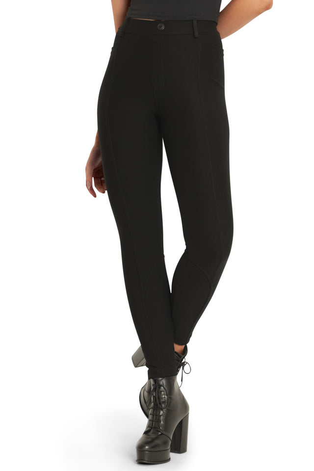 Black Panelled High Waisted Active Leggings closeup