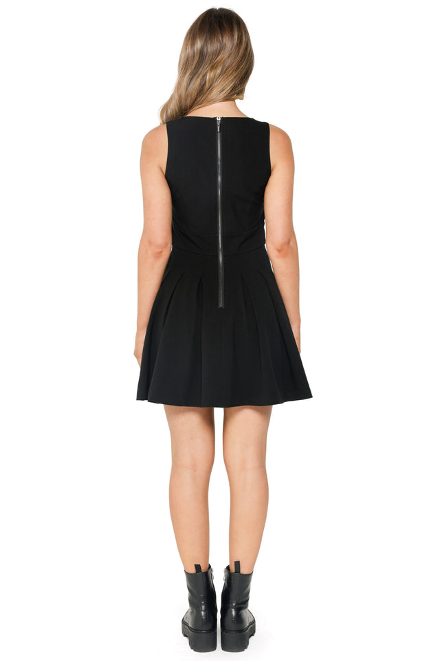 Black Pleated Pinny Dress