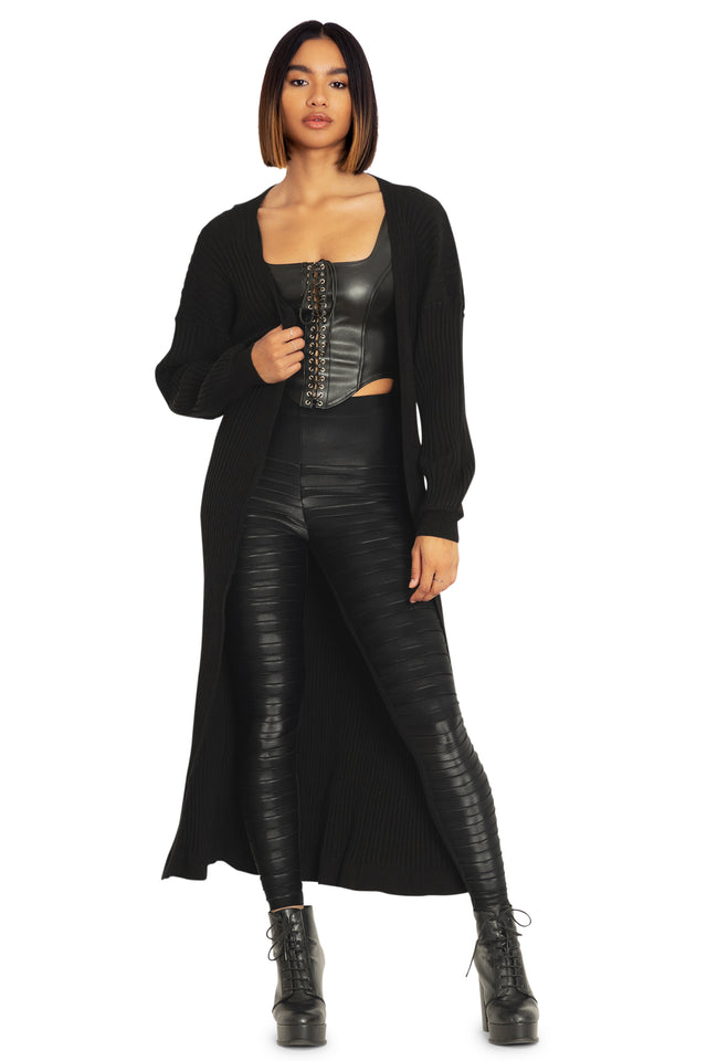 Black Rib Super Cardigan