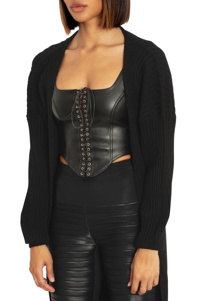 Black Rib Super Cardigan
