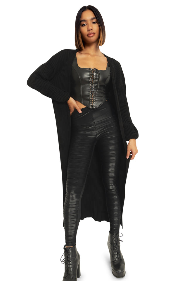 Black Rib Super Cardigan